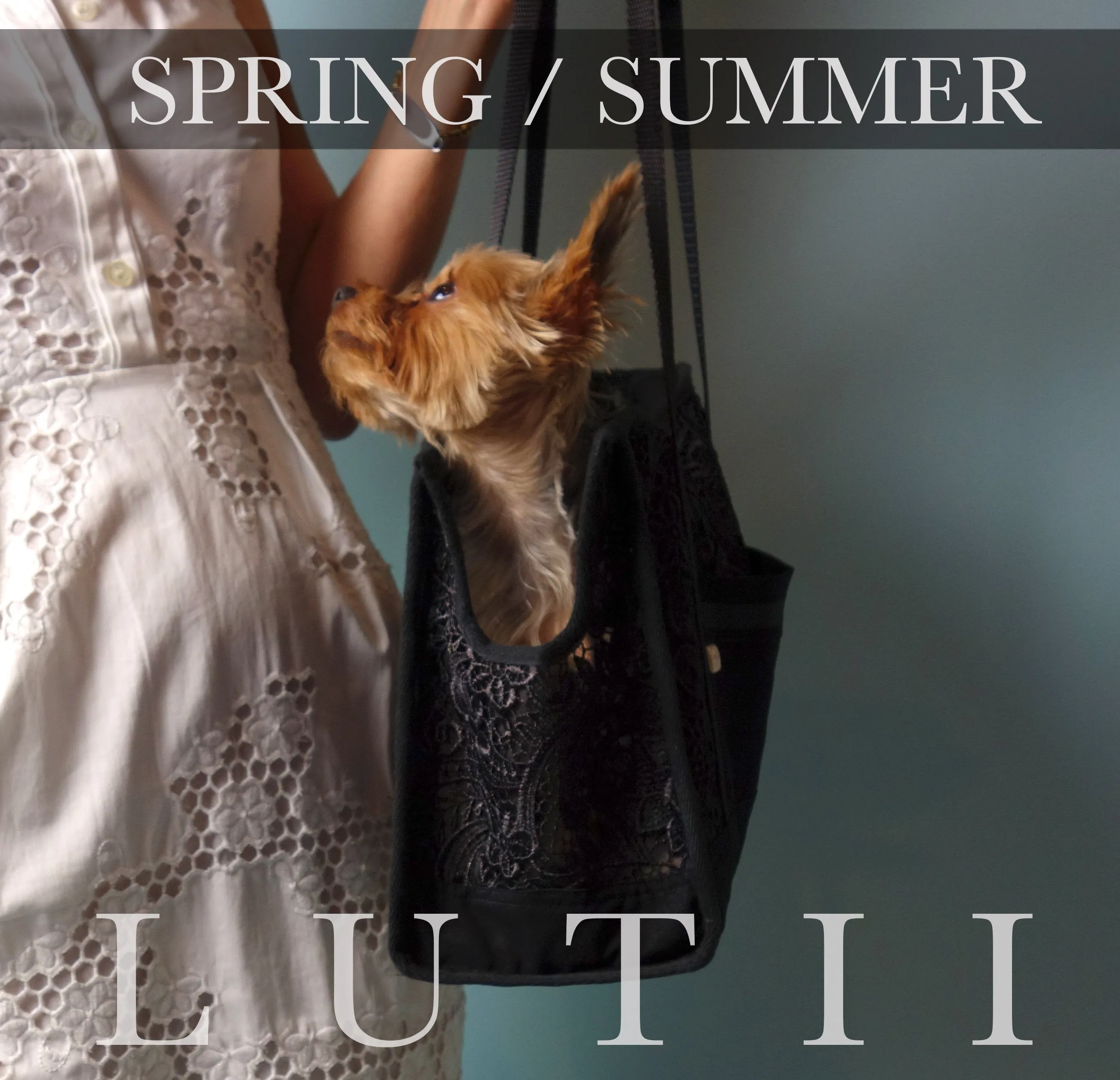 "VICTORIA"-Dog carrier, airy, non-overheating, lightweight cream lace tote.