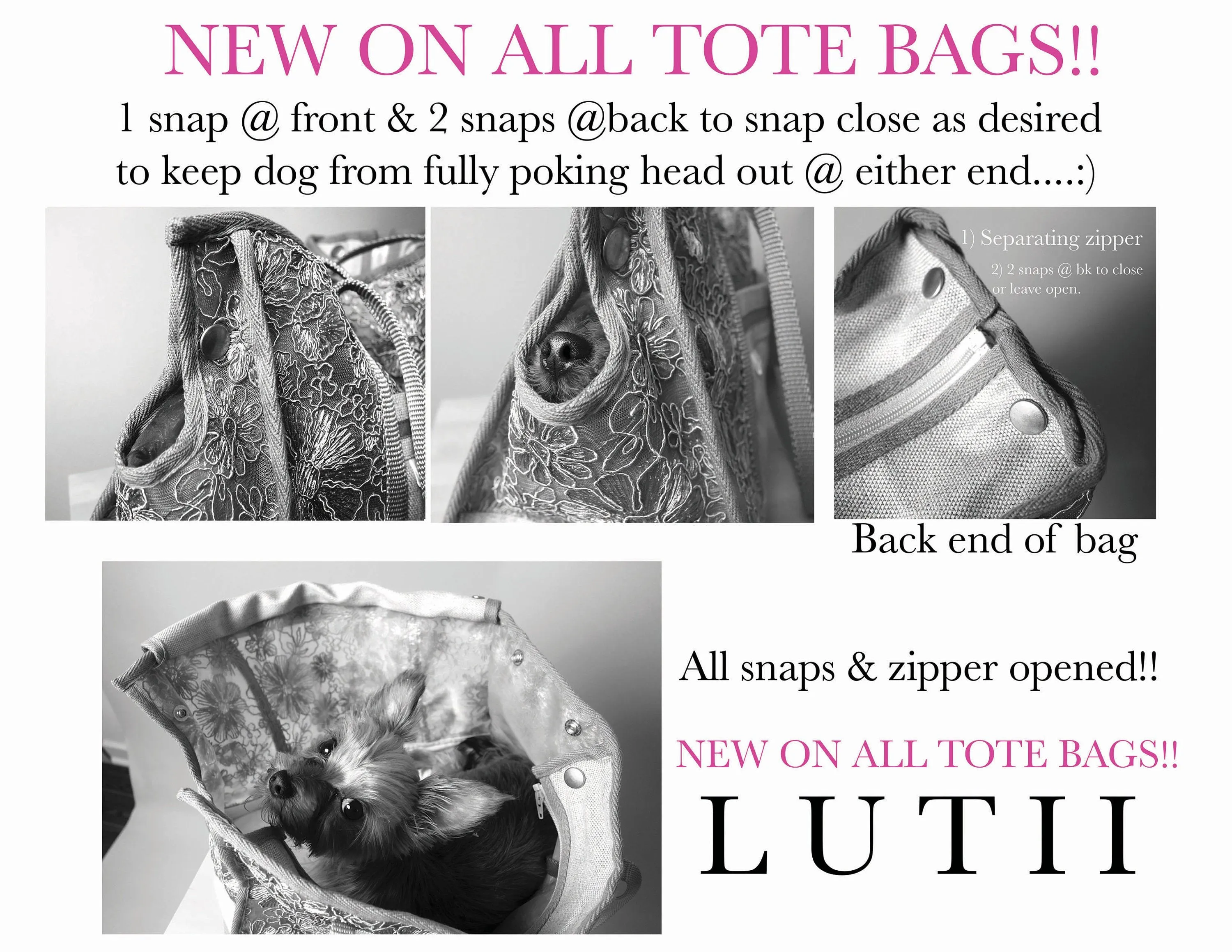 "VICTORIA"-Dog carrier, airy, non-overheating, lightweight cream lace tote.