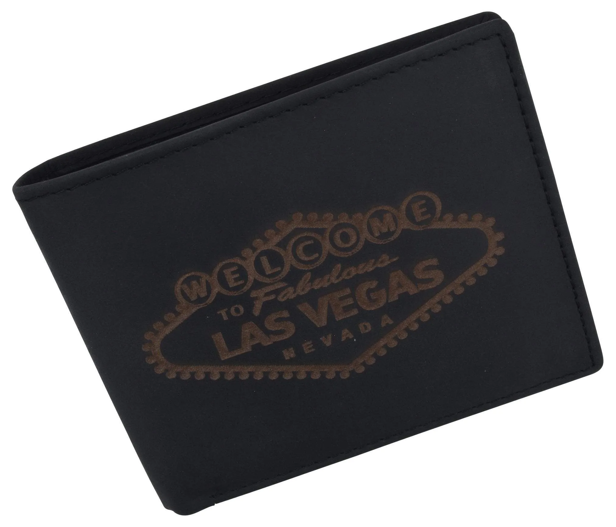 RFID Mens Welcome to Fabulous Las Vegas Nevada Leather Bifold Wallet