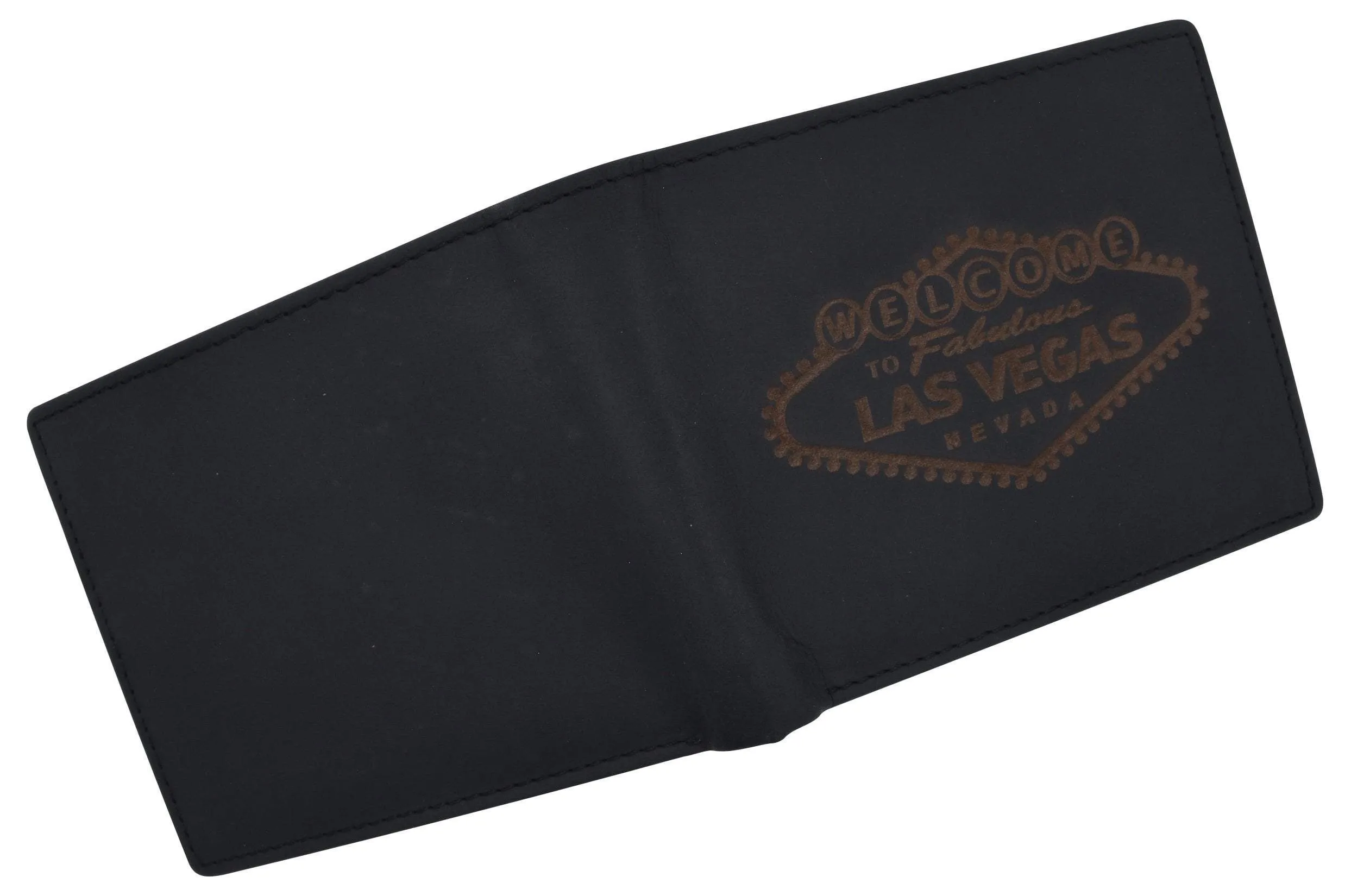 RFID Mens Welcome to Fabulous Las Vegas Nevada Leather Bifold Wallet