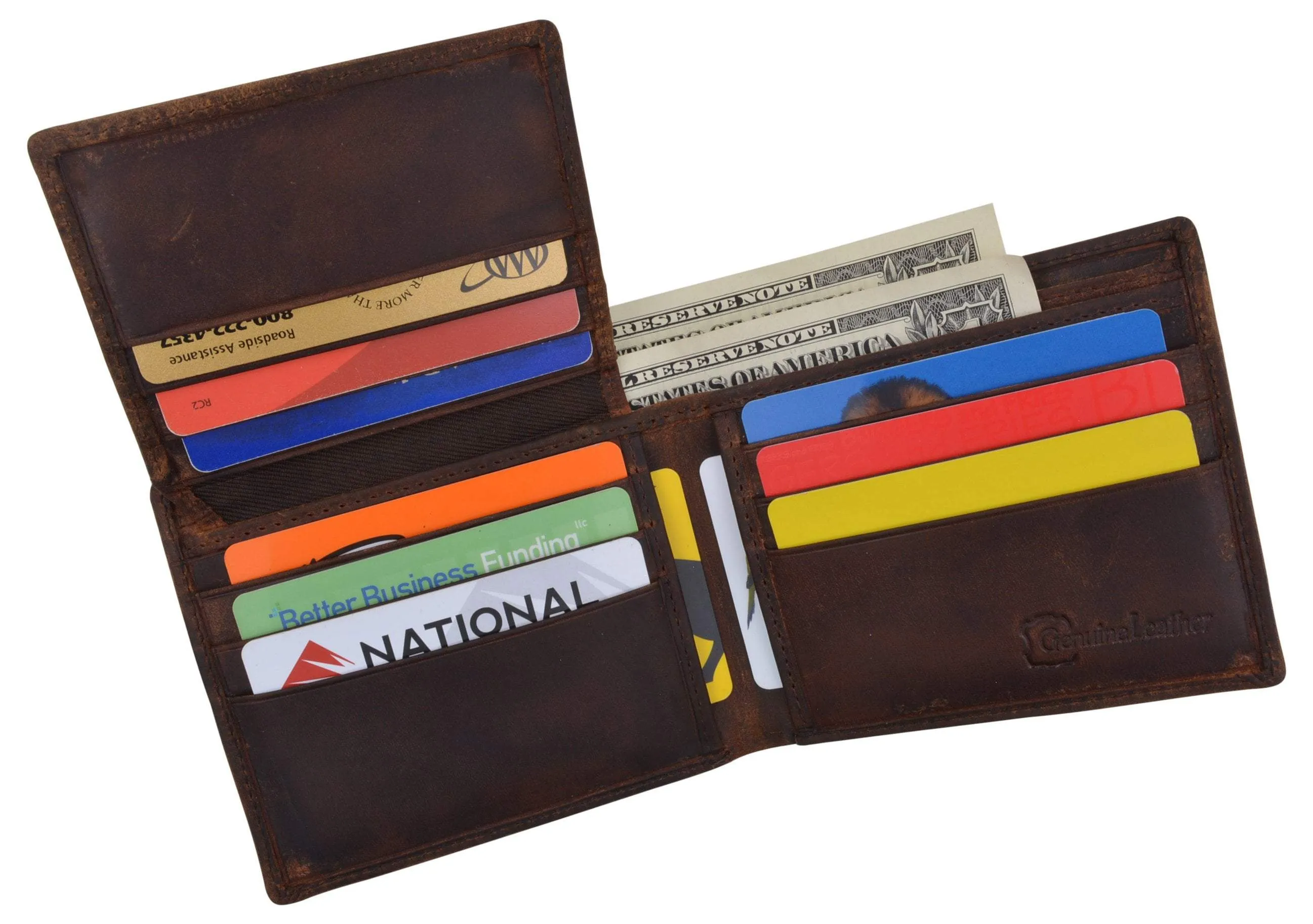RFID Mens Welcome to Fabulous Las Vegas Nevada Leather Bifold Wallet