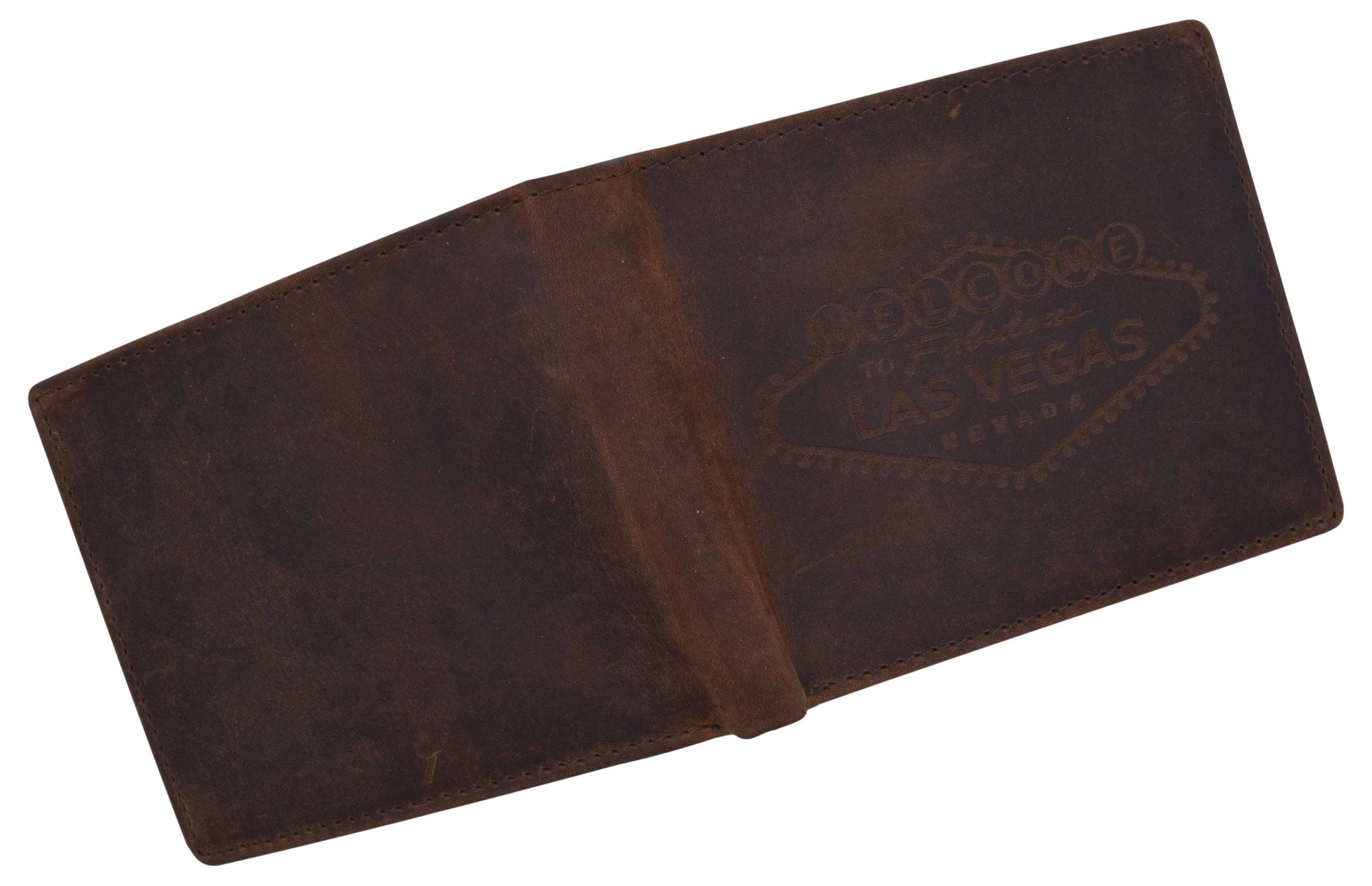 RFID Mens Welcome to Fabulous Las Vegas Nevada Leather Bifold Wallet