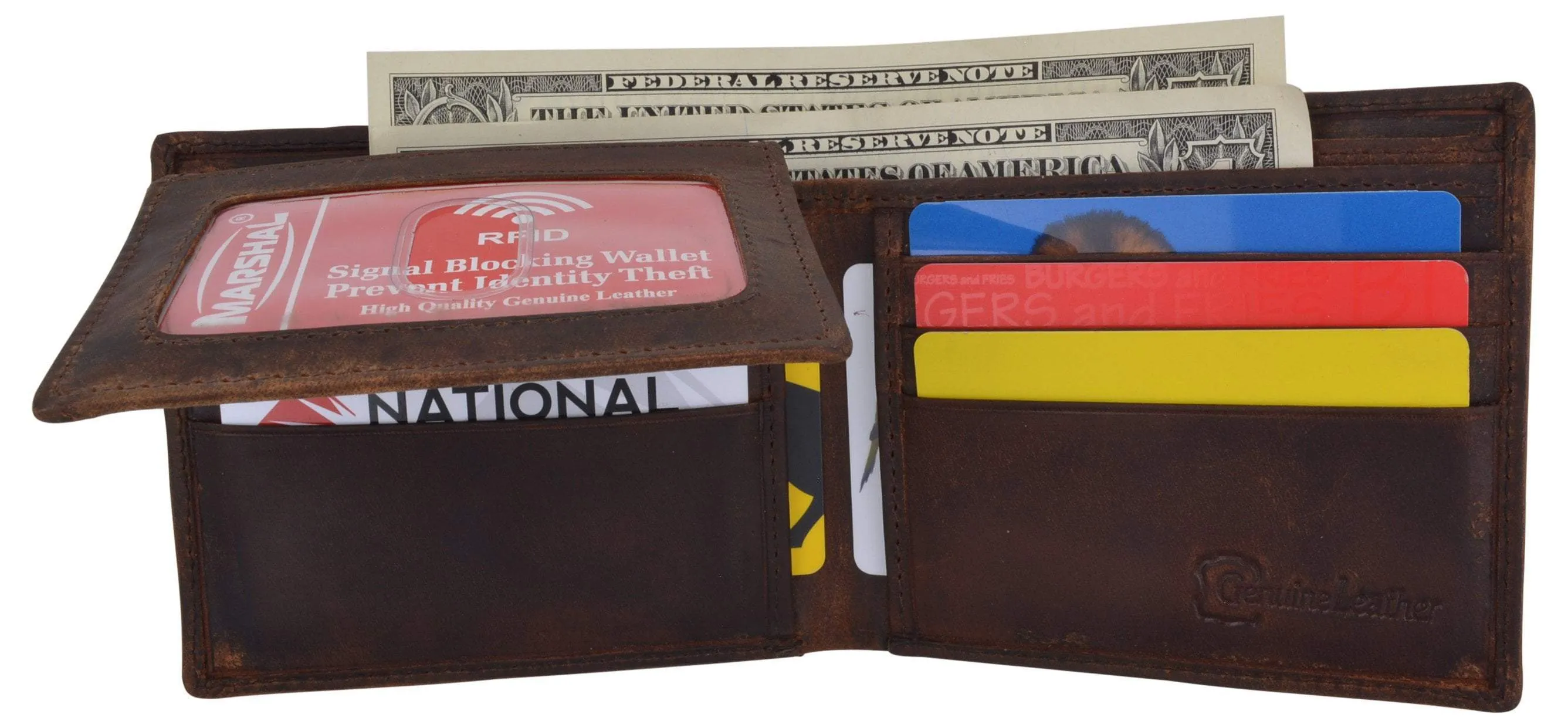 RFID Mens Welcome to Fabulous Las Vegas Nevada Leather Bifold Wallet