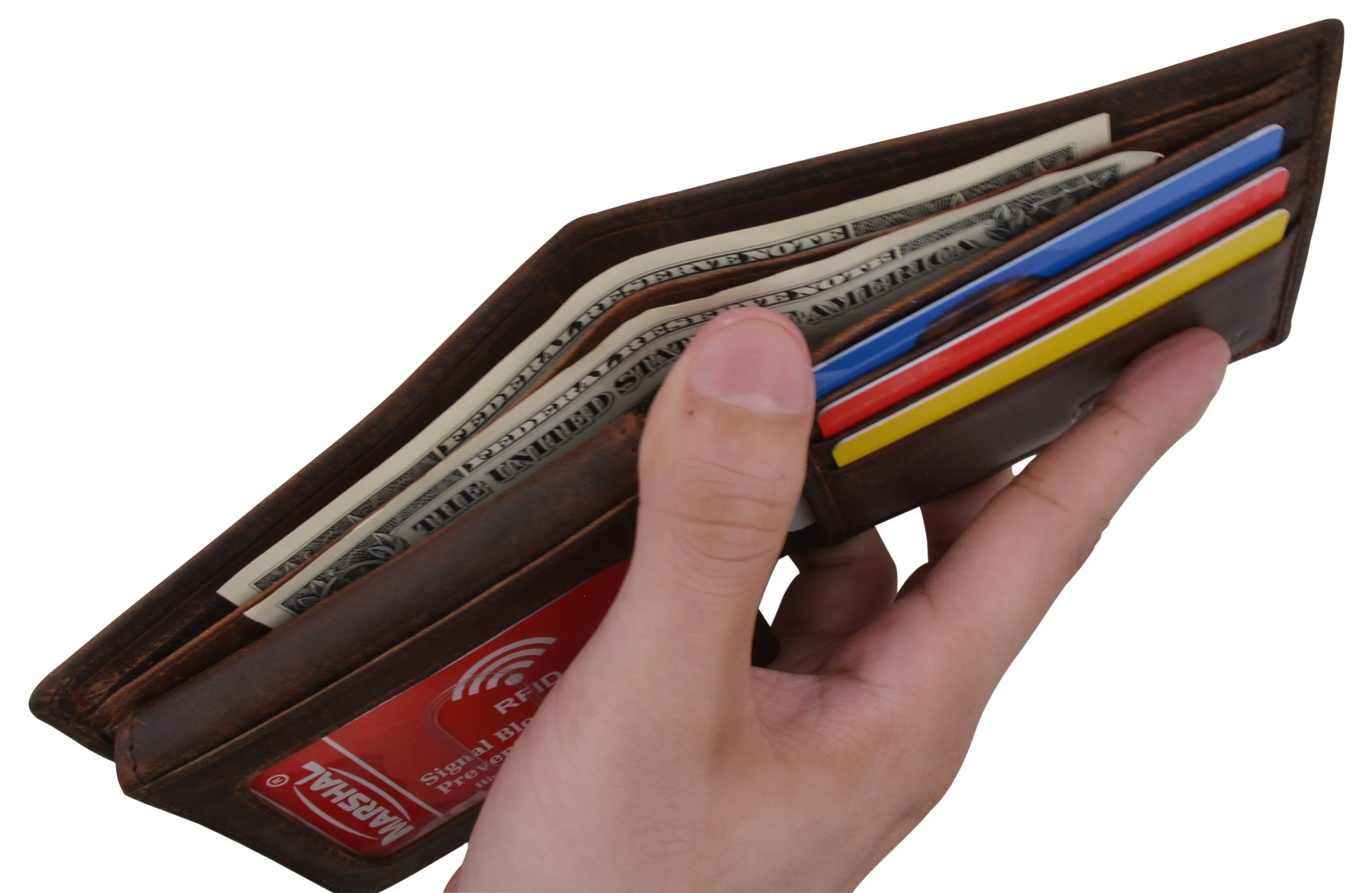 RFID Mens Welcome to Fabulous Las Vegas Nevada Leather Bifold Wallet