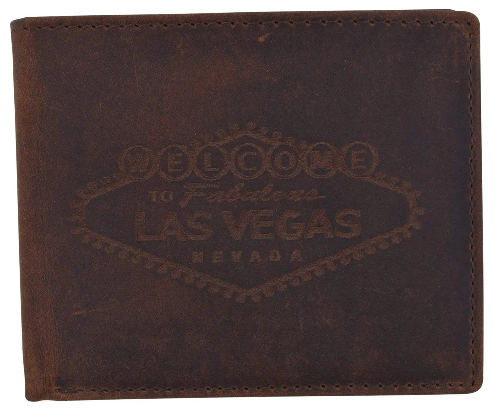 RFID Mens Welcome to Fabulous Las Vegas Nevada Leather Bifold Wallet