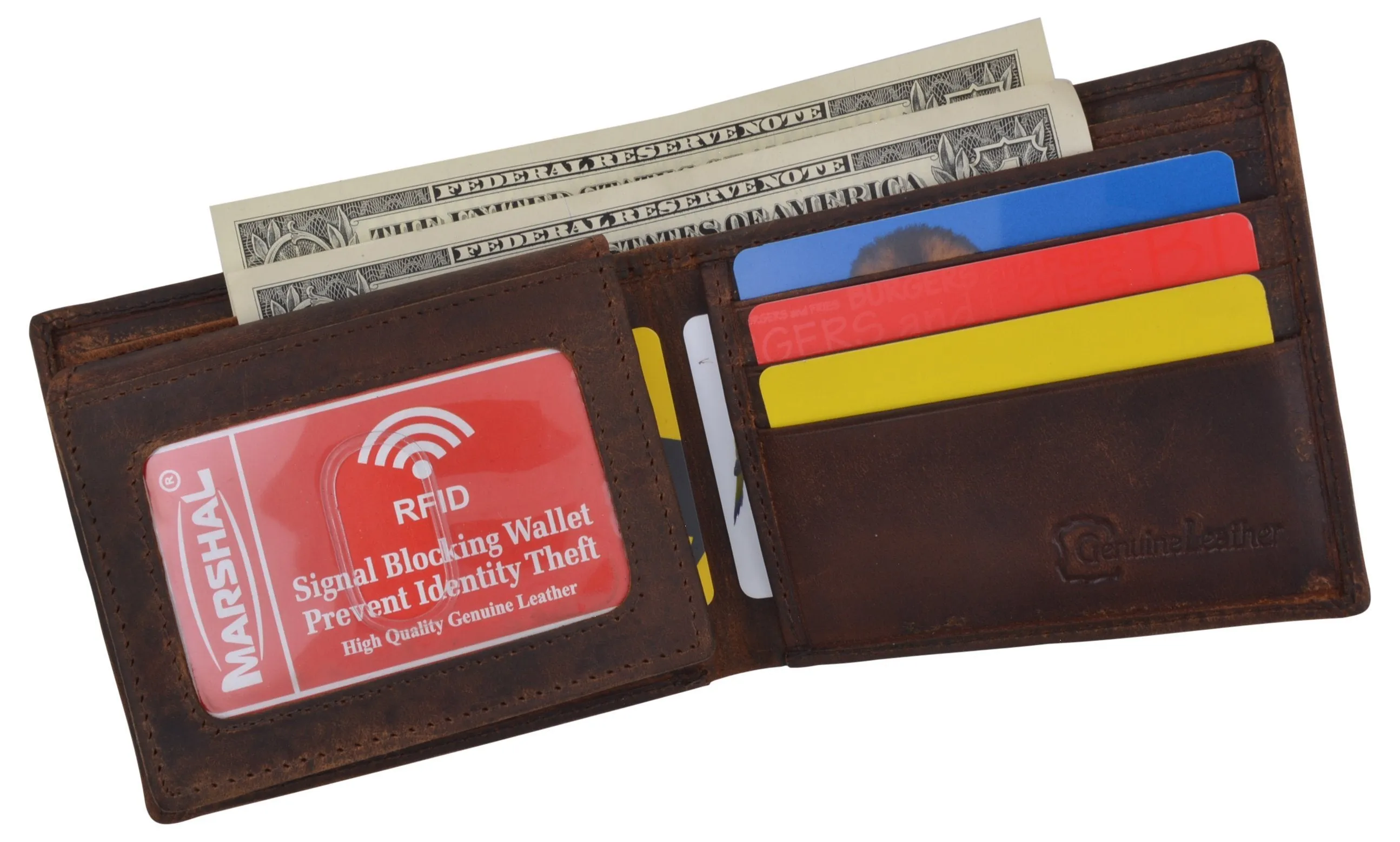 RFID Mens Welcome to Fabulous Las Vegas Nevada Leather Bifold Wallet