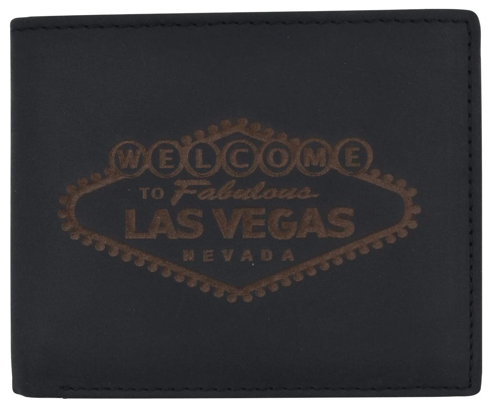 RFID Mens Welcome to Fabulous Las Vegas Nevada Leather Bifold Wallet