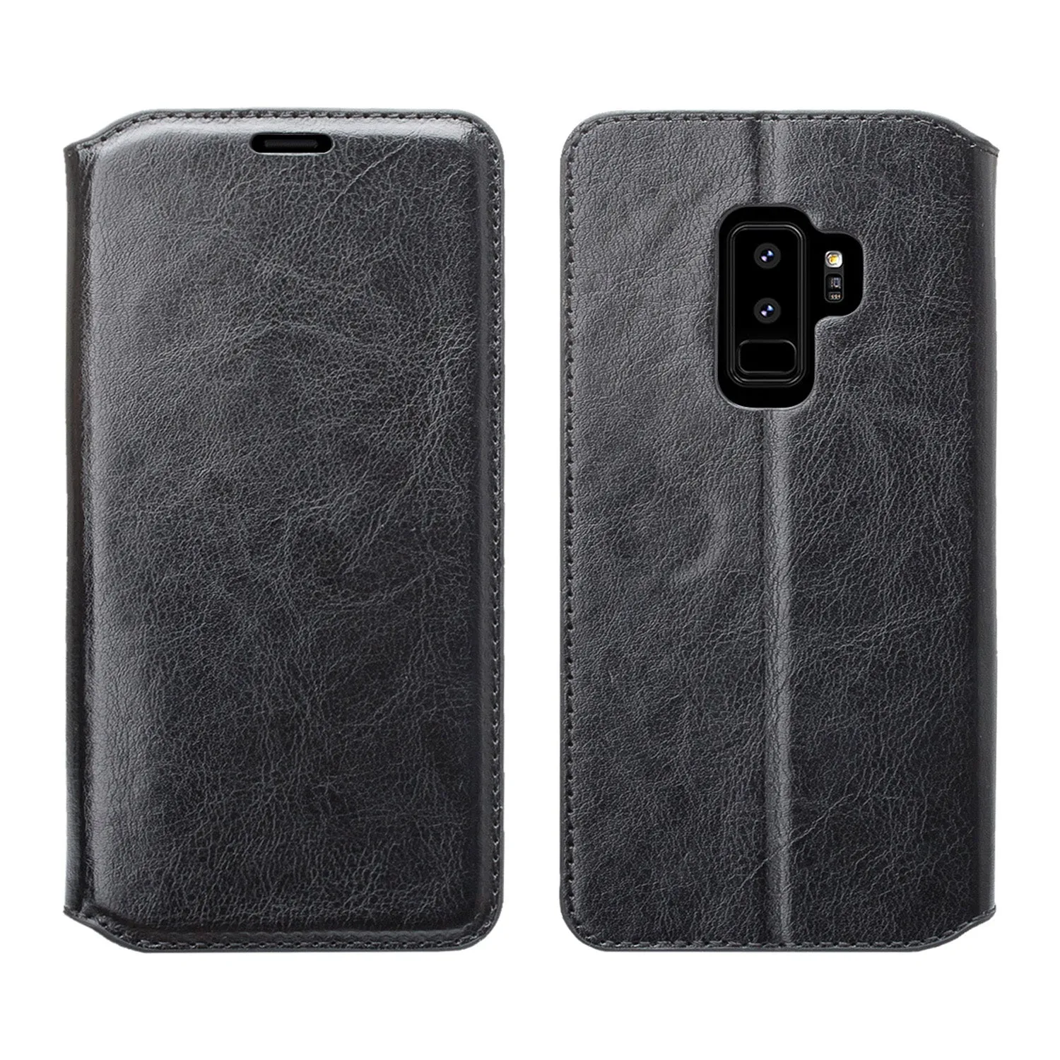 Samsung Galaxy S9 Plus Case, SM-G965U Wallet Case, Pu Leather Wallet Case [Kickstand] with ID & Credit Card Slots - Black