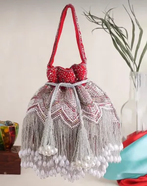 Sequin Chevron Tassel Potli Bag