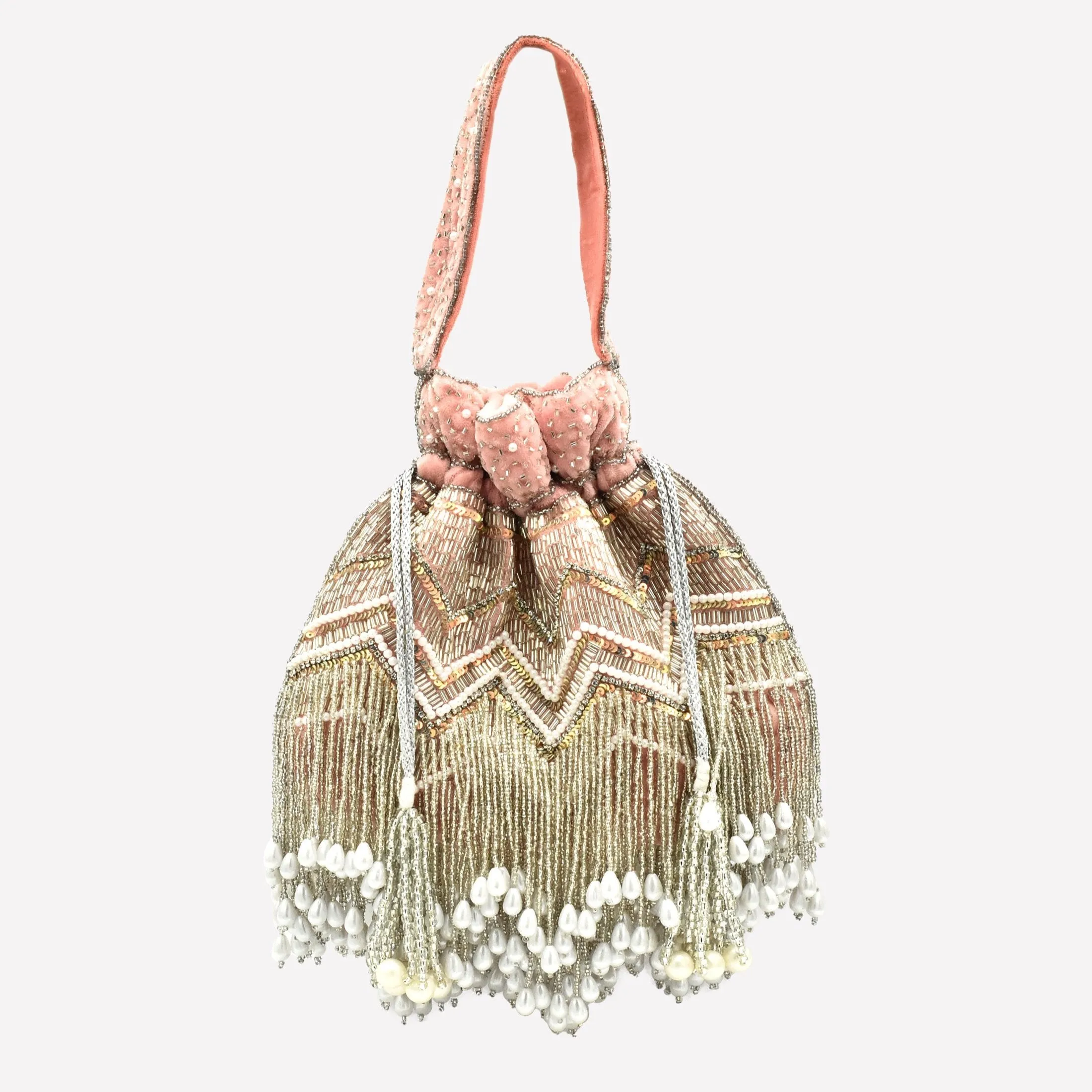 Sequin Chevron Tassel Potli Bag