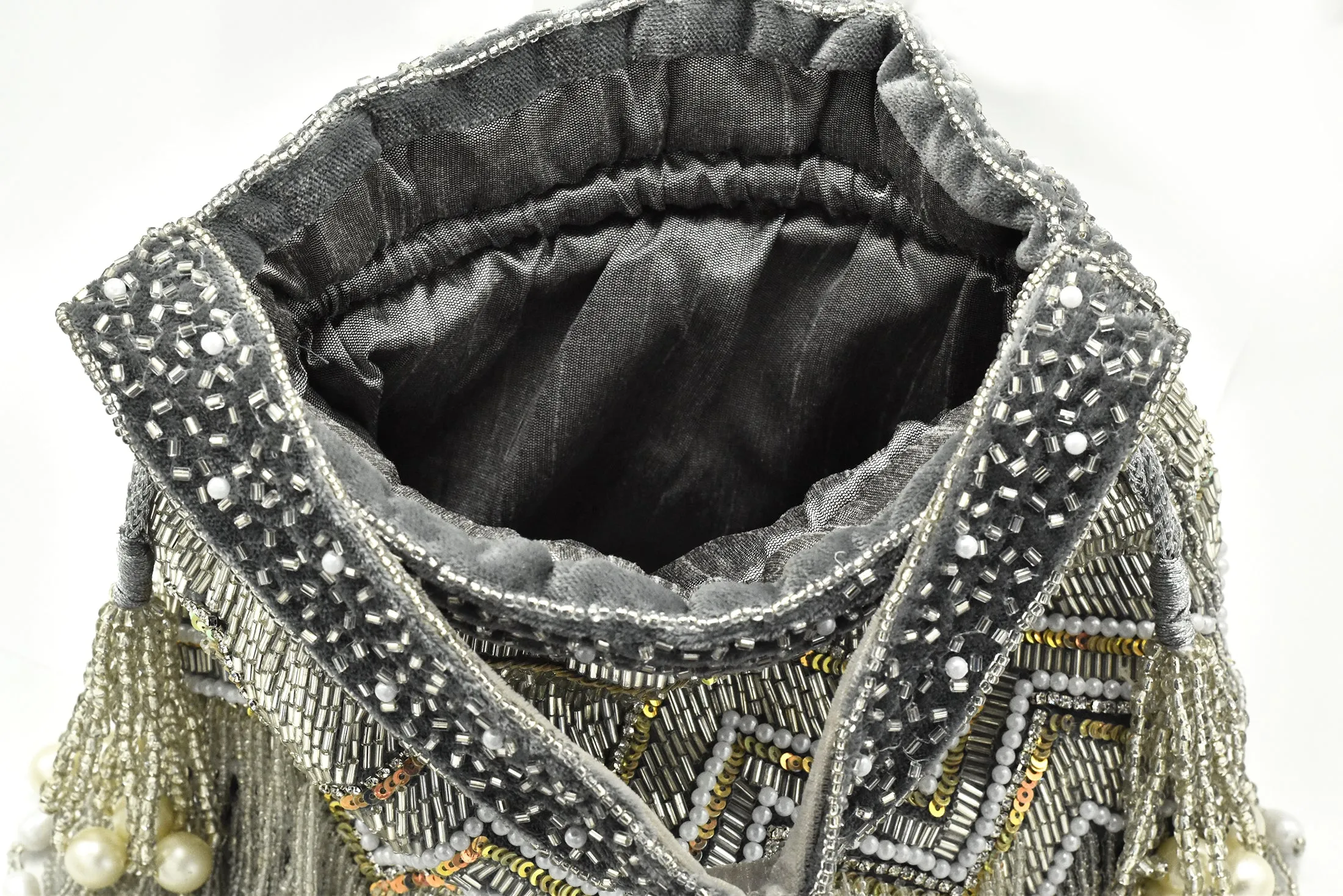 Sequin Chevron Tassel Potli Bag