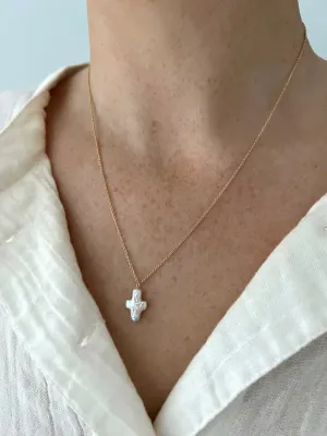 Single Pearl Cross Chain Necklace | ALV Jewels
