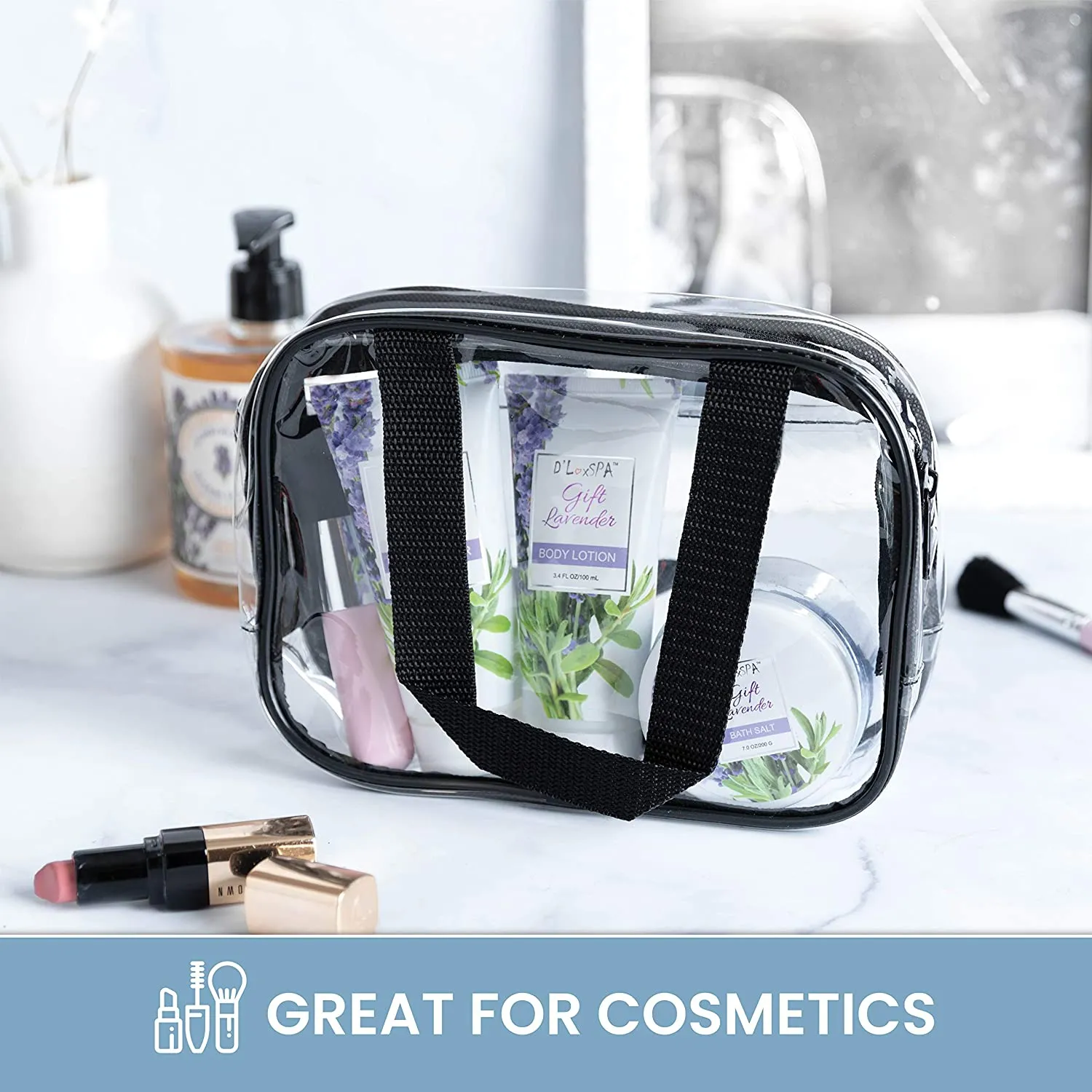Small Clear Handbag Purse Great for Work, Events, Makeup, Cosmetics Stadium Approved Sturdy Transparent
