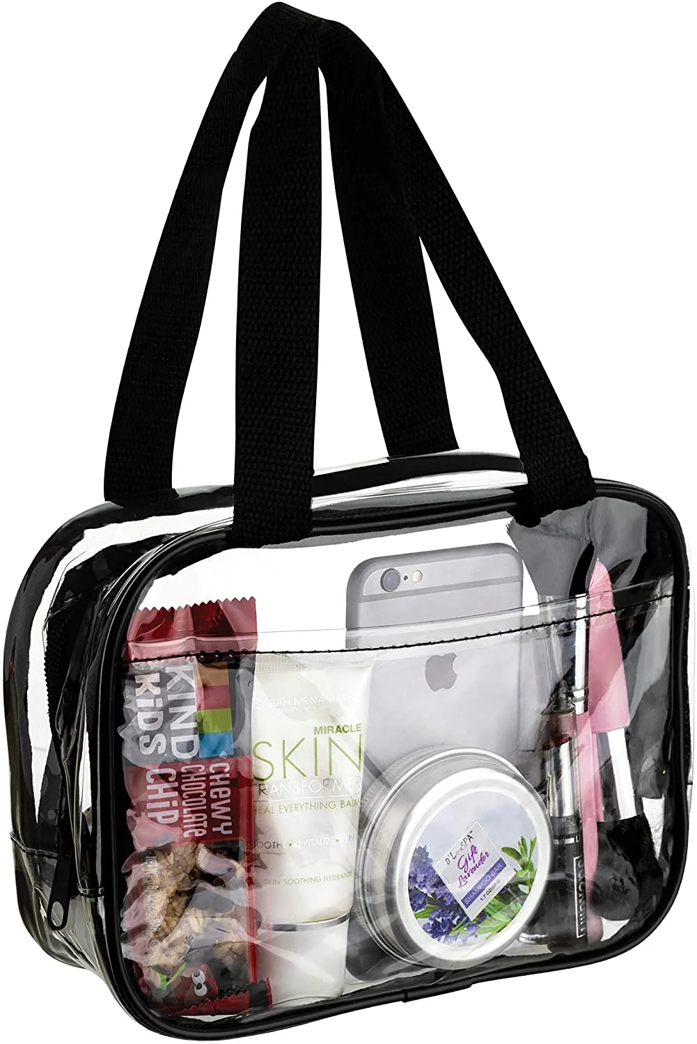 Small Clear Handbag Purse Great for Work, Events, Makeup, Cosmetics Stadium Approved Sturdy Transparent