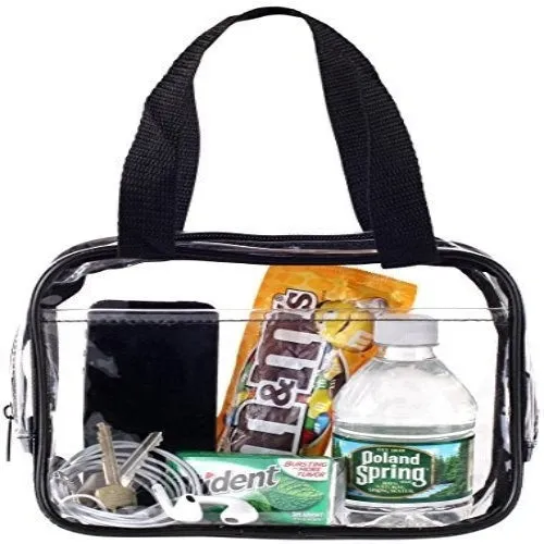 Small Clear Handbag Purse Great for Work, Events, Makeup, Cosmetics Stadium Approved Sturdy Transparent