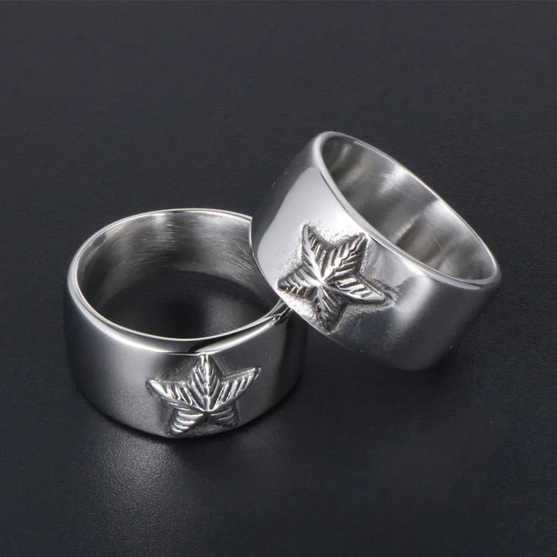 Stylish Titanium Steel Pentagram Ring for Men - Trendy European and American Fashion