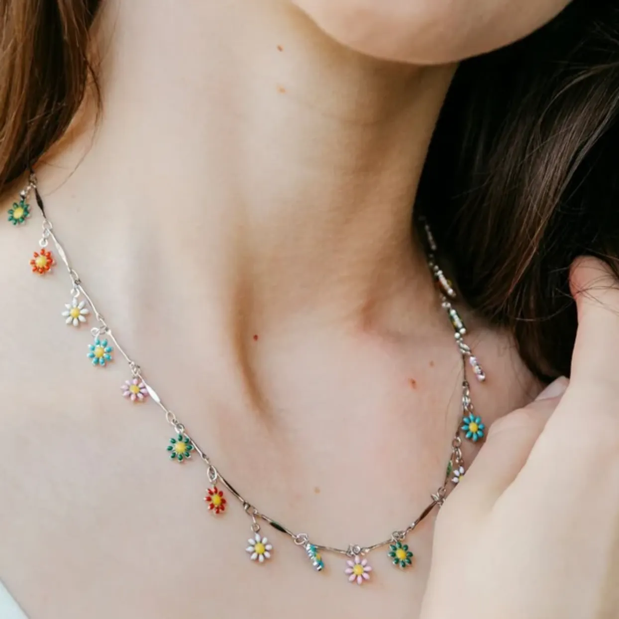 SUMMER FLOWERS  - RAINBOW DAISY WATERPROOF NECKLACE