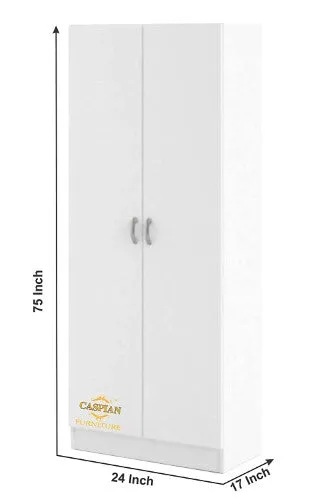 Super White Texture 2 Door Wardrobe/Cupboard with 6 Shelves | Wardrobe for Bedroom/Kitchen Organizer/Clothes Cabinet