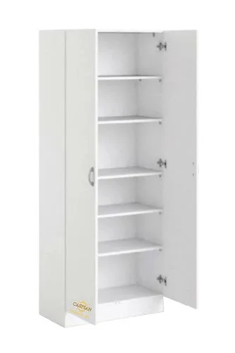 Super White Texture 2 Door Wardrobe/Cupboard with 6 Shelves | Wardrobe for Bedroom/Kitchen Organizer/Clothes Cabinet