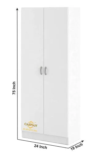 Super White Texture 2 Door Wardrobe/Cupboard with 6 Shelves | Wardrobe for Bedroom/Kitchen Organizer/Clothes Cabinet