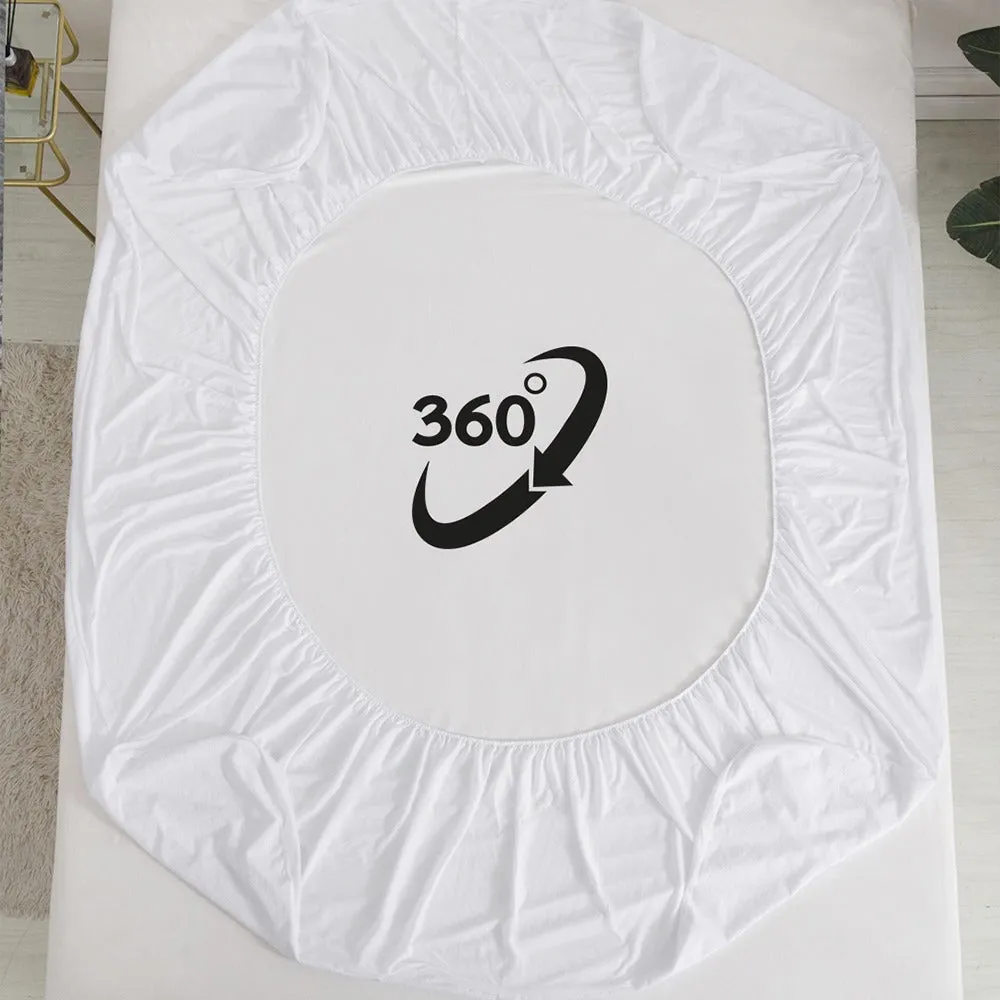 Terry Towel Stripe 100% Waterproof Mattress Protector- Brown