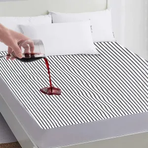 Terry Towel Stripe 100% Waterproof Mattress Protector- Brown
