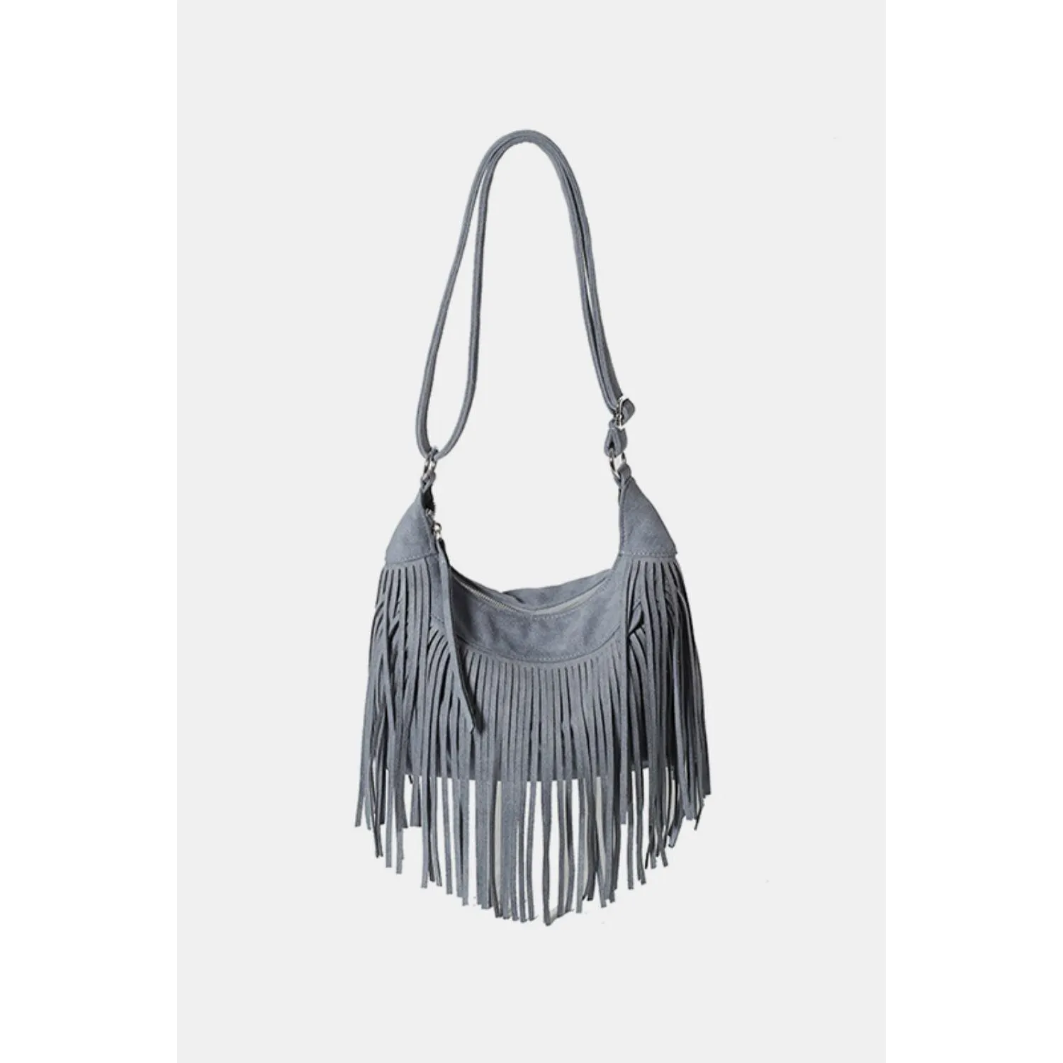 The Boho Vegan Suede Fringe Shoulder Bag