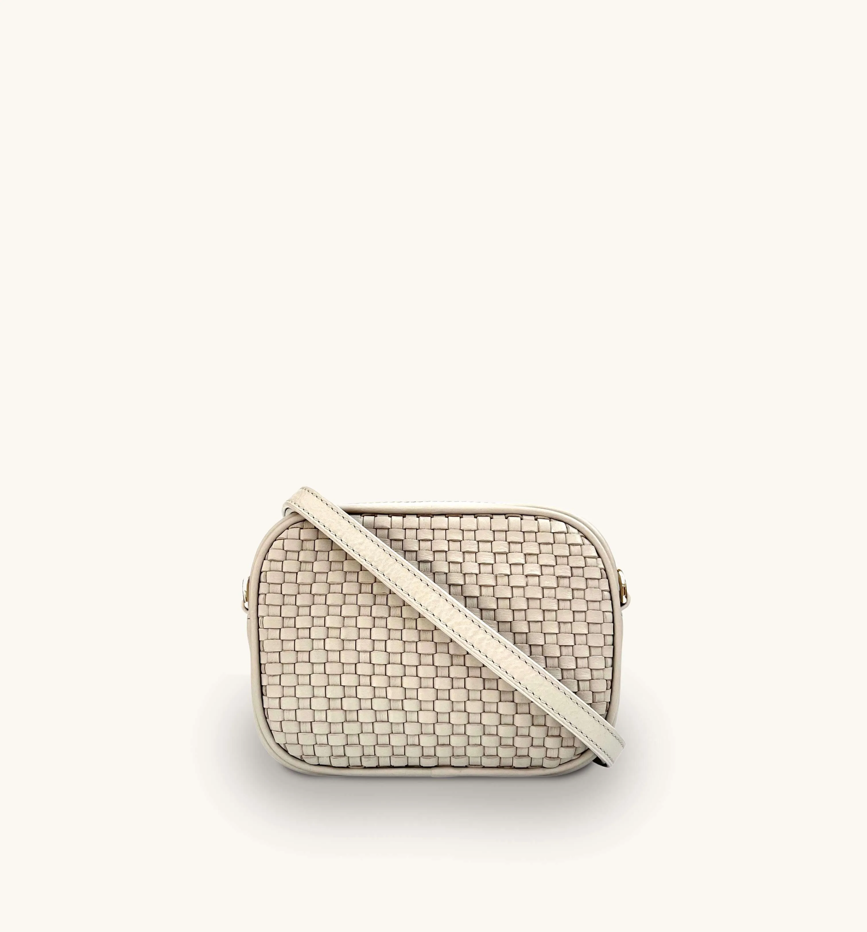 The Penelope Stone Woven Leather Camera Bag