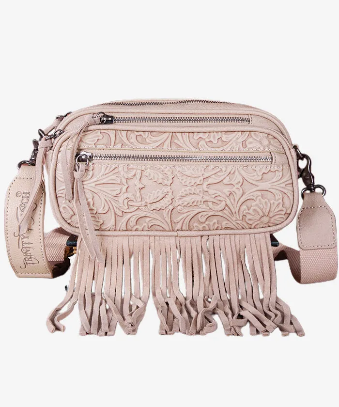 Trinity Ranch Tooled Fringe Crossbody Bag