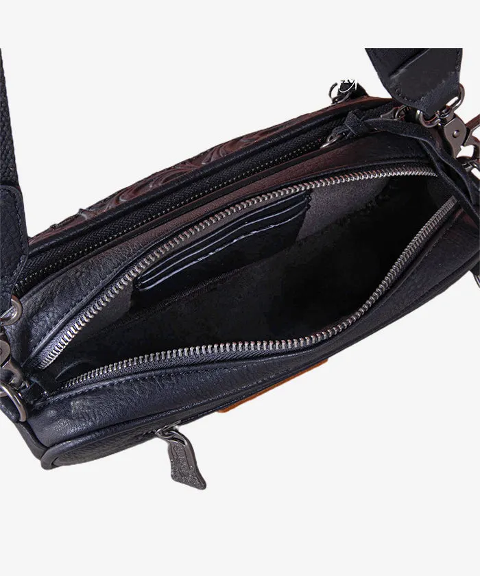 Trinity Ranch Tooled Fringe Crossbody Bag