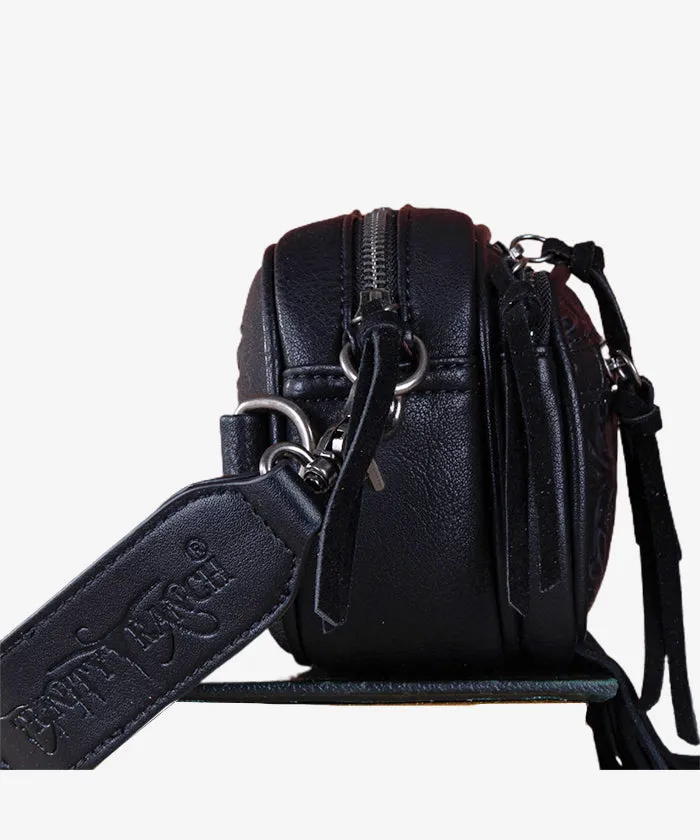 Trinity Ranch Tooled Fringe Crossbody Bag