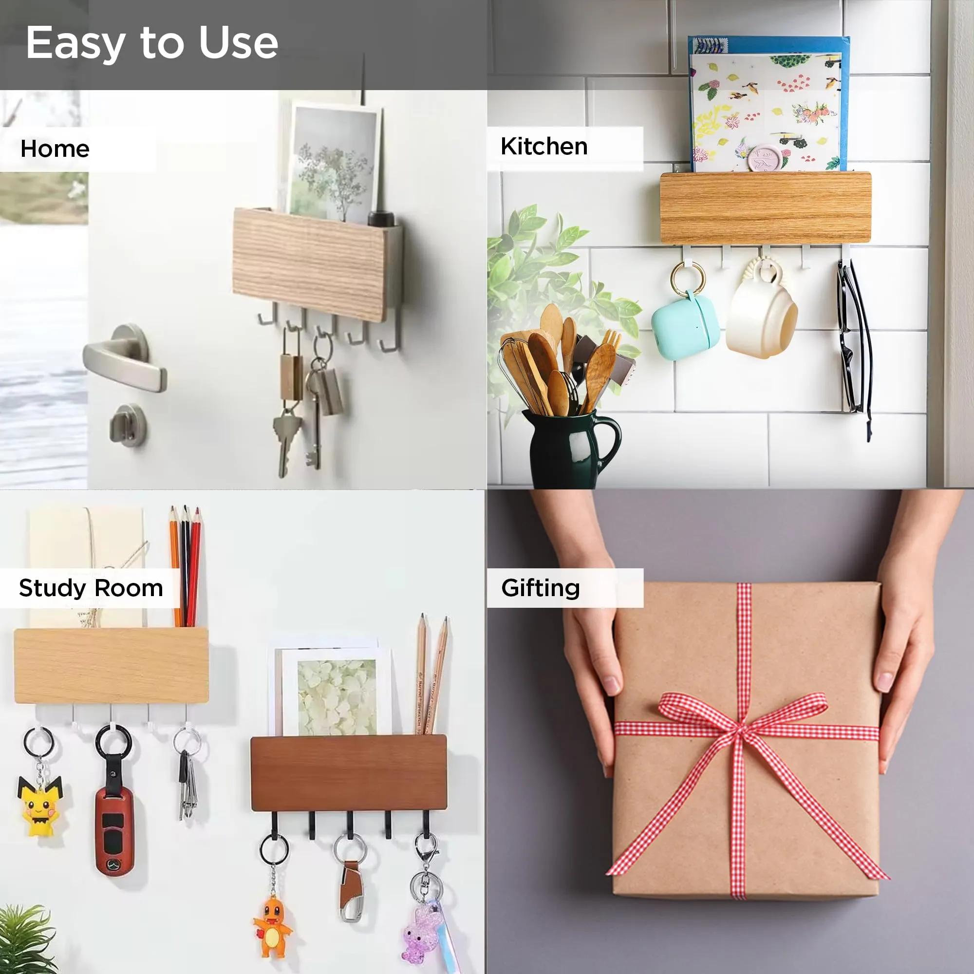 UMAI Key Holder for Home (18 * 9.6 * 2.6cm) | Portable Key Stand for Wall | Home Organizer Items and Storage | Versatile Key Hangers for Wall | Home Storage Organizer for Keys & Keychains