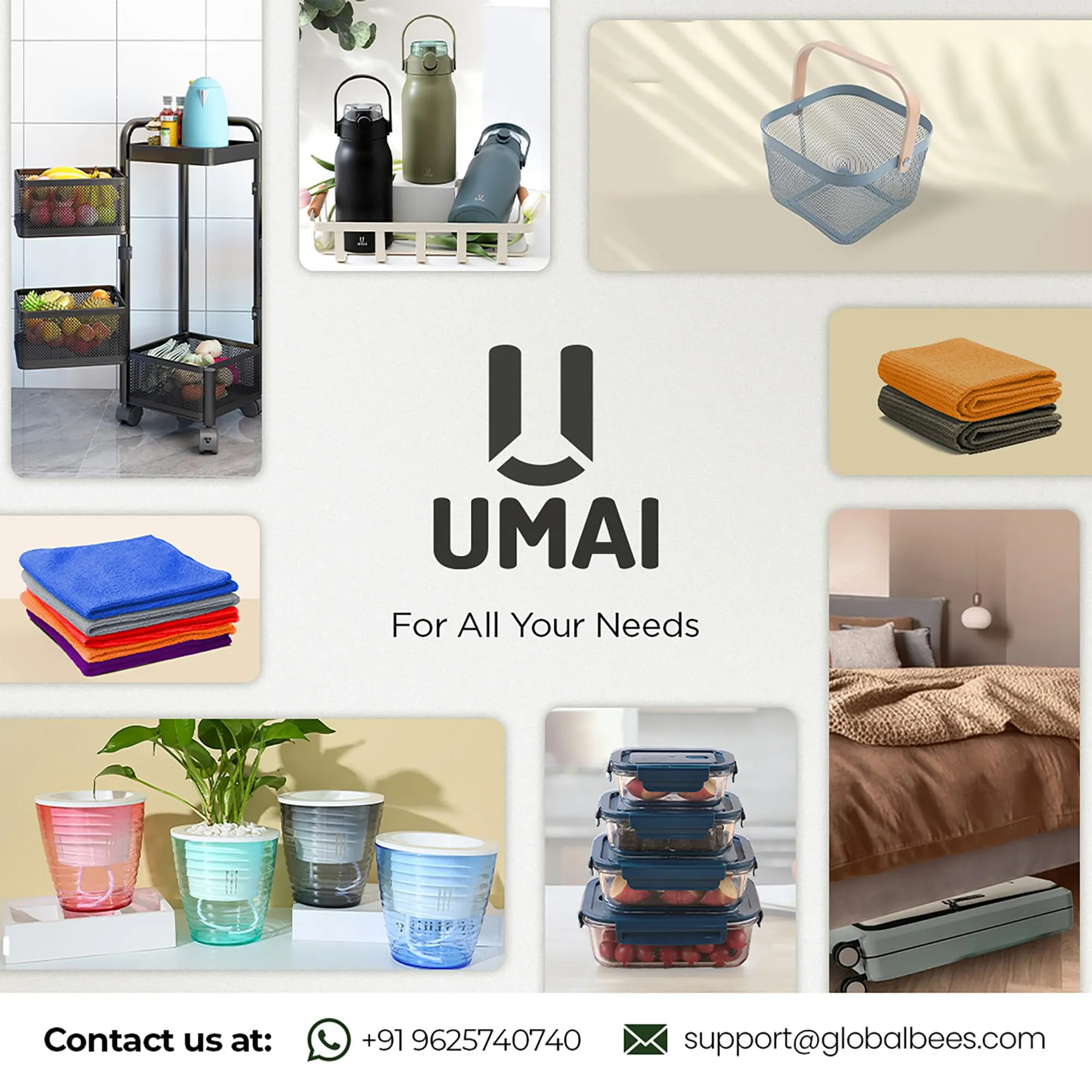 UMAI Key Holder for Home (18 * 9.6 * 2.6cm) | Portable Key Stand for Wall | Home Organizer Items and Storage | Versatile Key Hangers for Wall | Home Storage Organizer for Keys & Keychains