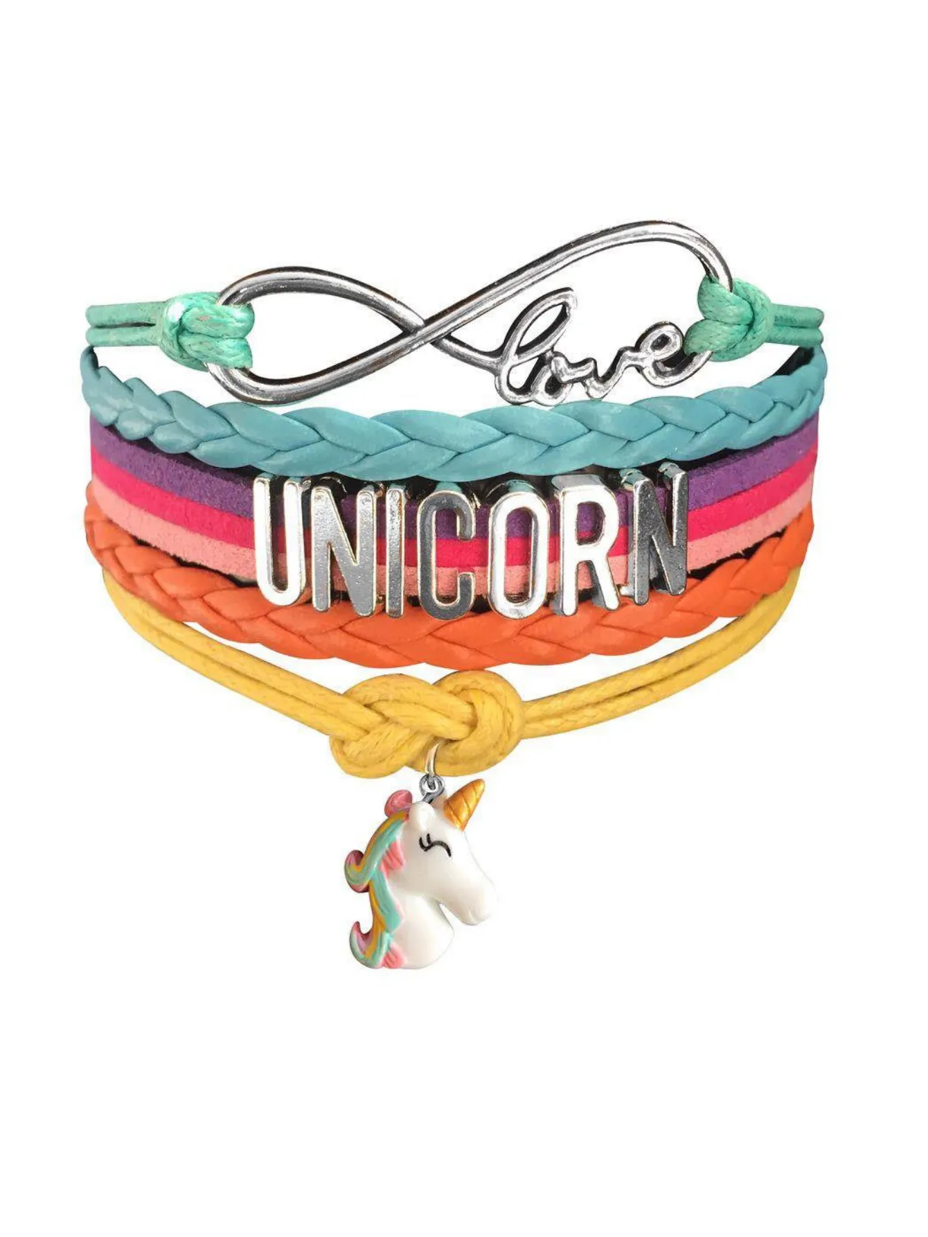 Unicorn Gifts for Girls - Unicorn Drawstring Backpack/Makeup Bag/Bracelet/Necklace/Hair Ties/Keychain/Sticker (White Flower 2)