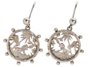 Victorian Lion & Tropical Themed Earrings of 1879