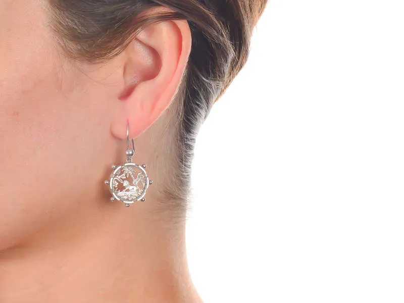 Victorian Lion & Tropical Themed Earrings of 1879