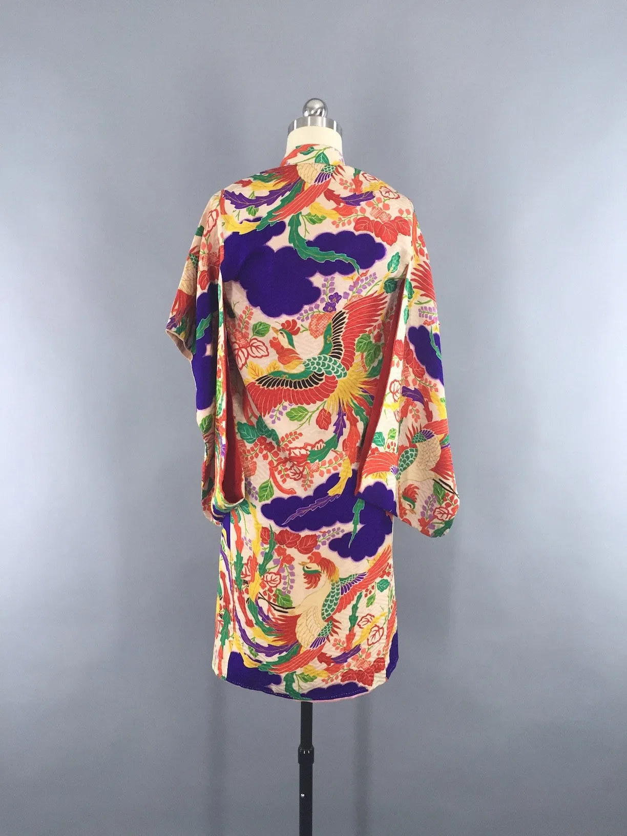 Vintage Silk Kimono / Child's Kids Kimono / 1900s 1910s / Phoenix Bird Print