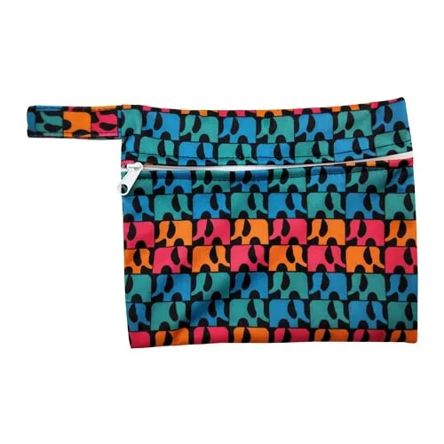 waterproof PUL printed menstrual pad bag with snap closure handle, breast pad pouch, 18*14cm small size wet bag, baby snack bag